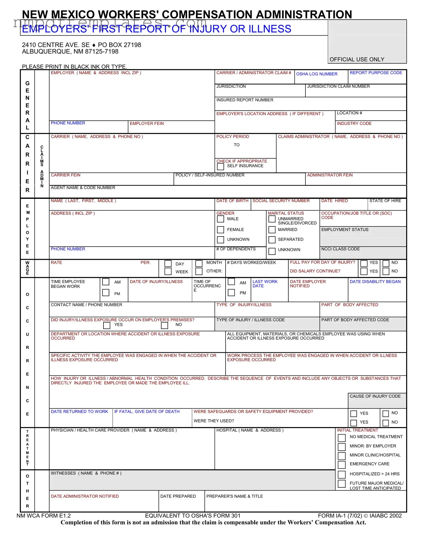 Official New Mexico Report Template