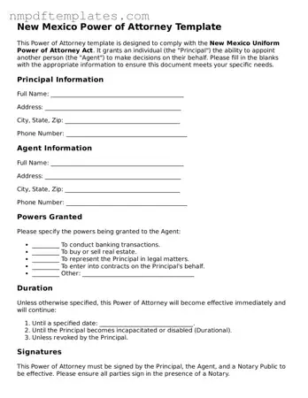 Free New Mexico Power of Attorney Form