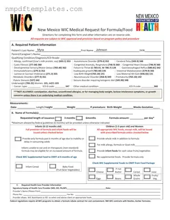 Official New Mexico Wic Prescription Template
